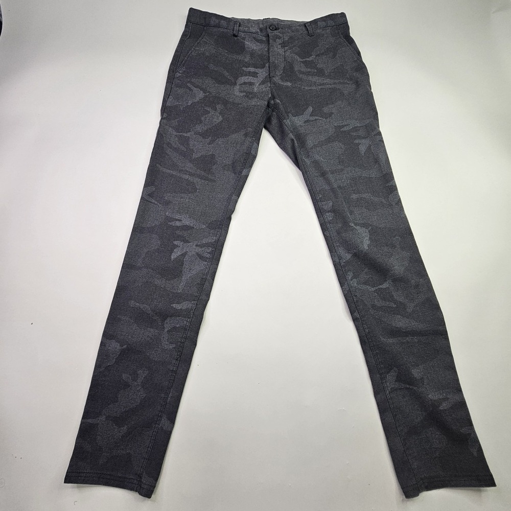ZARA MAN Pants Size 32 Charcoal Gray Camo Slim Fit Stretch Chino